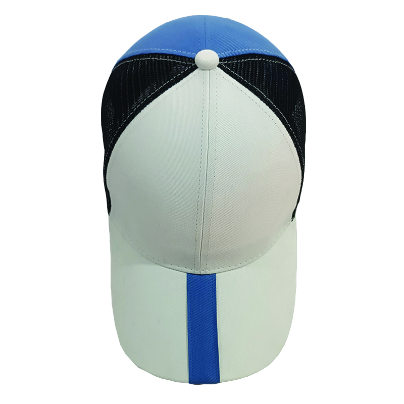 white and sky blue cap